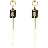 Kaleido Fashion Black and Gold Geometric Drop Earrings, 18K Gold-Plated, Elegant Dangle Earrings for Women, Perfect for Office, Daily and Party Wear, Perfect for a Valentine's Day gift