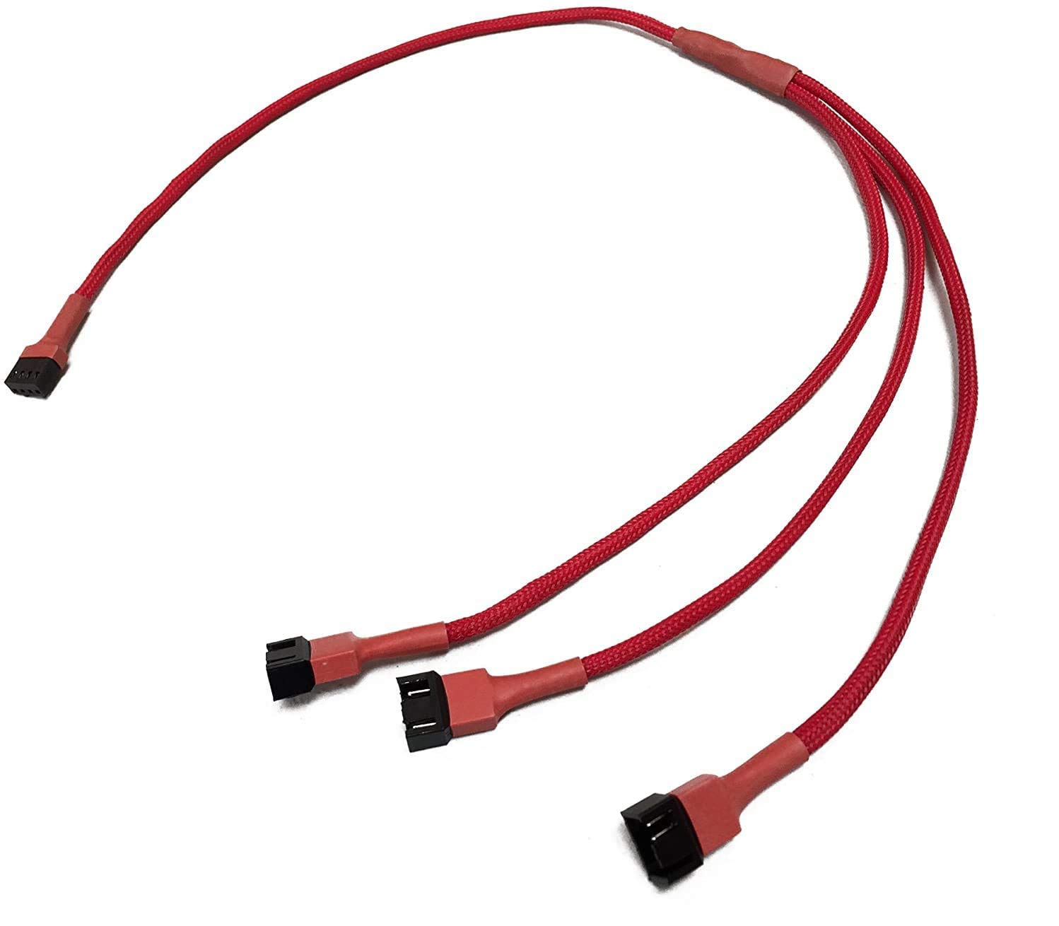 Shakmods 4 pin PWM Fan to 3 ways Y Splitter 60cm Red Sleeved Extension Cable