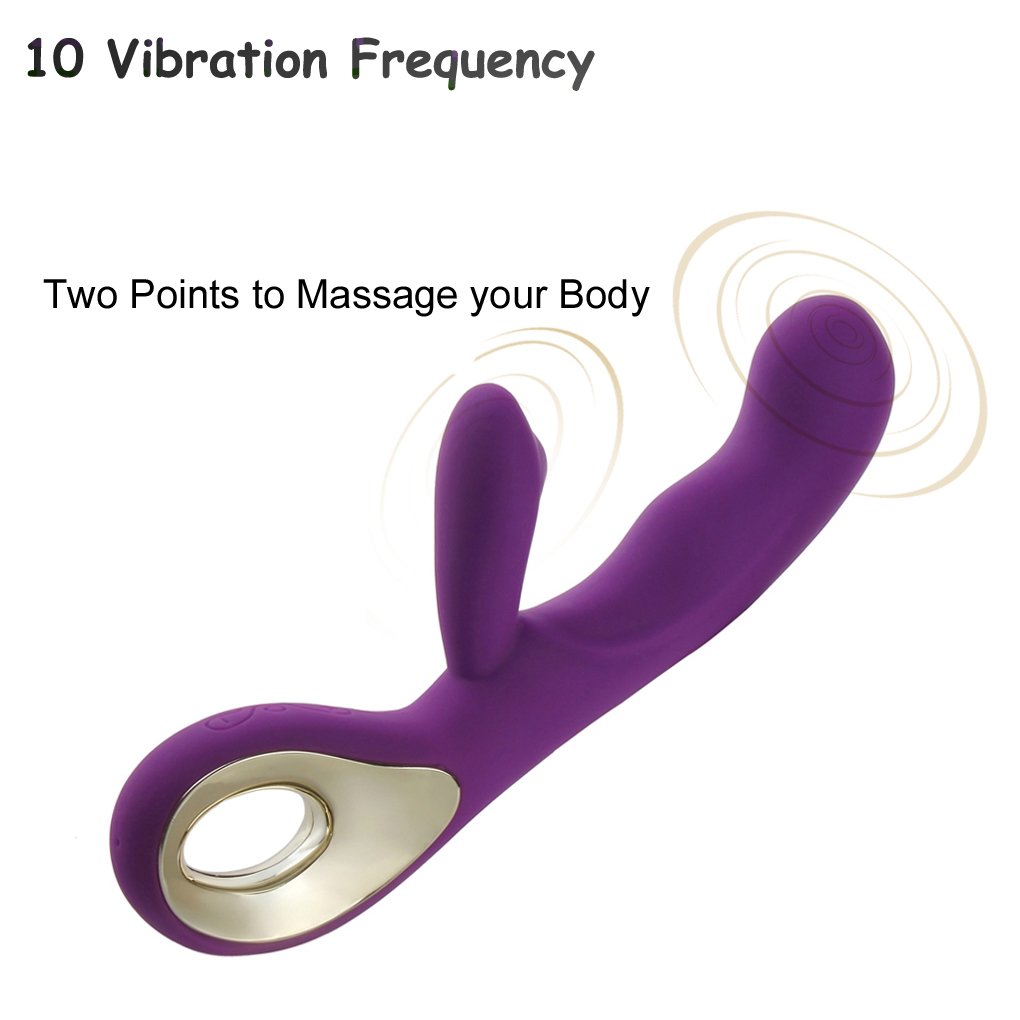 G Spot Rabbit Vibrator Clitoris Stimulation, EVERFUN Waterproof Dildo Vibrator Clit Stimulator with 10 Vibration Modes Quiet Dual Motor for Women Rechargeable (Purple)