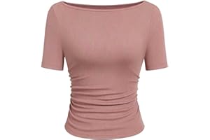 Womens Summer Tops Ribbed Knit Fashion Short Sleeve Cute Casual Basic T Shirts Trendy Slim Fit Going Out Tee