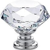 IQUALITE 12pcs Diamond Shape Crystal Glass 30mm Drawer Knob Pull Handle Usd for Cabinet, Drawer