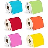 HOUSELABELS 4" x 6" Red, Orange, Green, Yellow, Blue, Pink Shipping Labels on 1" Core Compatible with Zebra and Rollo Printers, 6 Rolls / 250 Labels per Roll