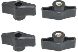 Meuey Lyot Black Wing nut knob 1/4inch knobs Clamping Nuts Threaded knob Thumb Nuts t Track Accessories 4PCS