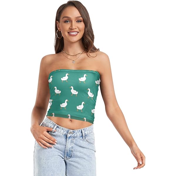 PBJCKAH Women's Sexy Tube Crop Tops Giraffe Texture Pattern