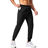 Pudolla Mens Joggers with Zipper Pockets Lightweight Sweatpants Workout Athletic Pants for Gym Running Golf