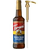 Torani Coffee Syrup, Brown Sugar Cinnamon Flavor, Pump Included, 25.4 Fl Oz | Sweeten &amp; Add Decadent Flavoring to Caf&eacute;-Style Drinks &amp; Desserts | Made with Pure Cane Sugar | Coffee Bar Essentials