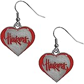 Siskiyou Sports NCAA Nebraska Cornhuskers Heart Dangle Earrings, Team Colors,One Size