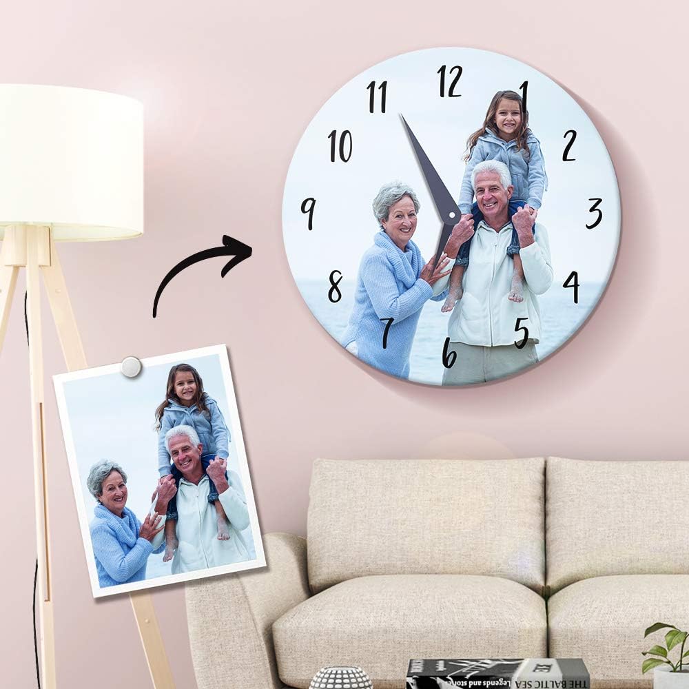 Custom Photo Clock Wall Clock Personalized Modern Design Photo Frame Clocks Art Pictures Clock Unique Home Decor Multi-Photo Clock Gift for Family, Friends: Kitchen & Dining