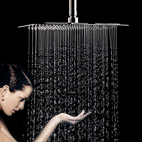 12 inch large square rain showerhead, stainless steel h…