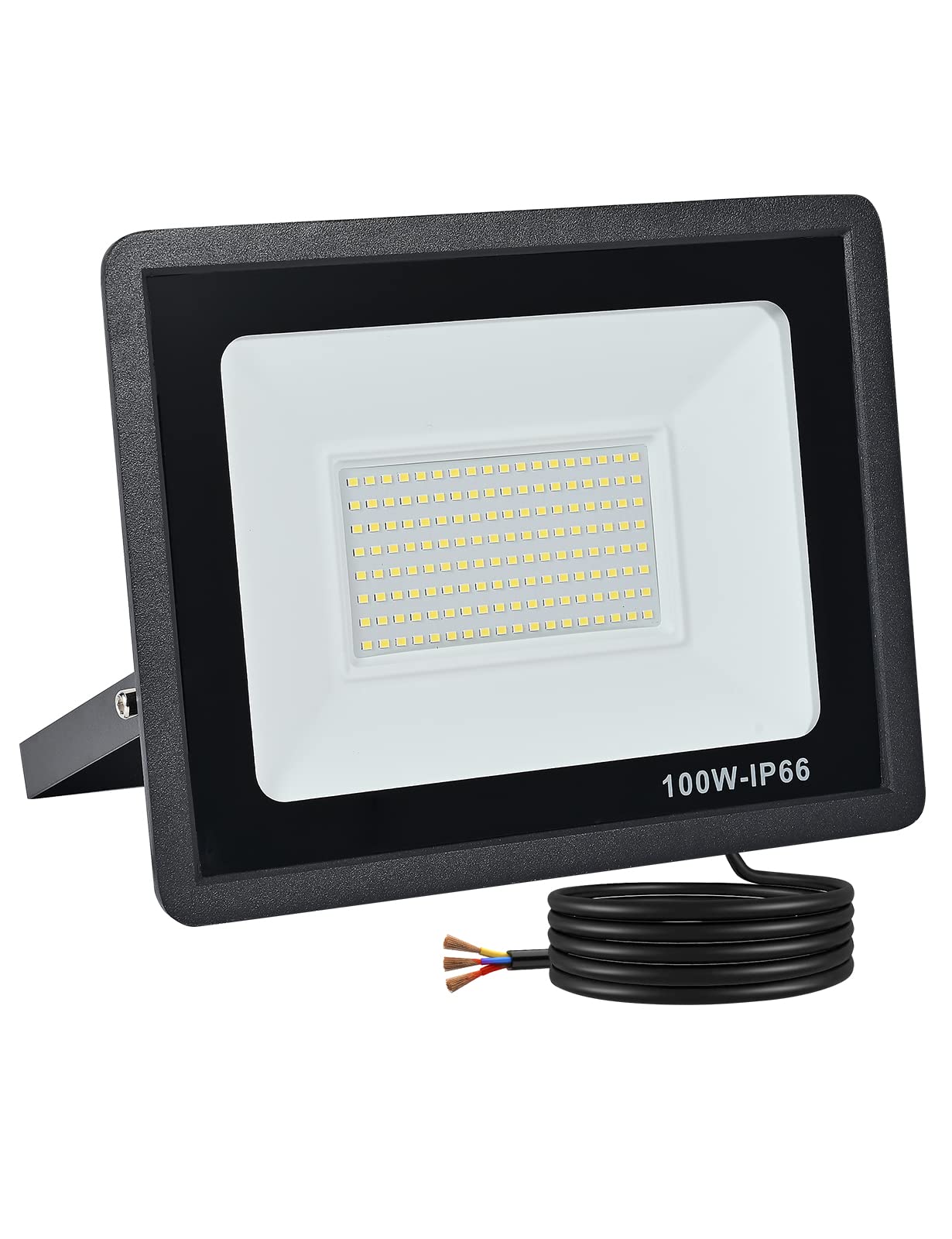 treoir LED Floodlight Security Light,100W Outdoor Spotlight 10000LM Outdoor Flood Lights,IP66 Waterproof 3500k LED Spotlight for Garden,Garage,Square,Car Park,Construction Site ect(Warm White,100W)