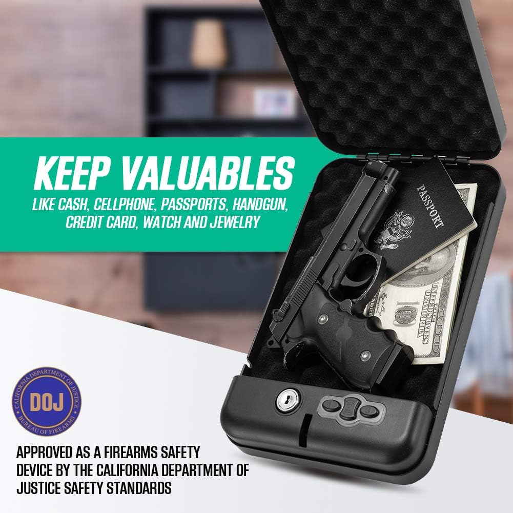 RPNB Gun Safe, California DOJ Certified Gun Safe, Smart Pistol Safe Handgun Security Safe with LED & RFID Quick Access, 11" x 7" x 1.8" : Sports & Outdoors