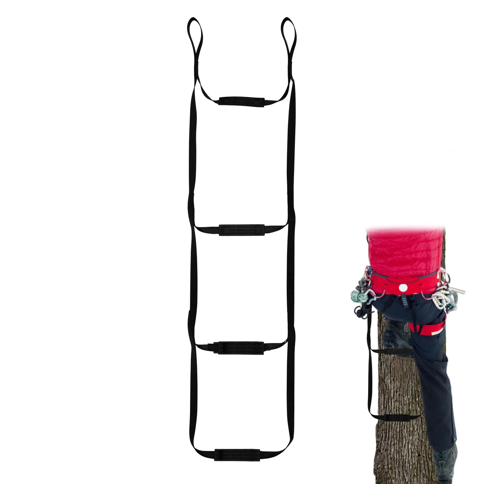 3 Steps Climbing Aid Hunting with Non-Slip Steps, 156 cm Portable Hunting Tree Rope Ladder for Outdoor Sports Climbing Caving Mountaineering