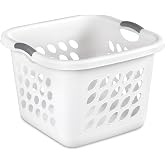 PEtbon 1.5 Storage Bushel Square Laundry Basket Plastic, Laundry Hamper White