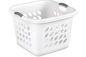 PEtbon 1.5 Storage Bushel Square Laundry Basket Plastic, Laundry Hamper White