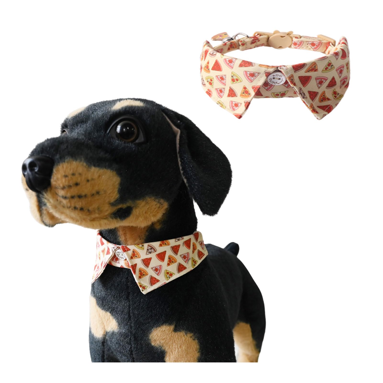 BT Bear Cute Style Small Dog Collar with Bell Adjustable Quick Release Cat Collars for Small Dogs Puppy,Pizza