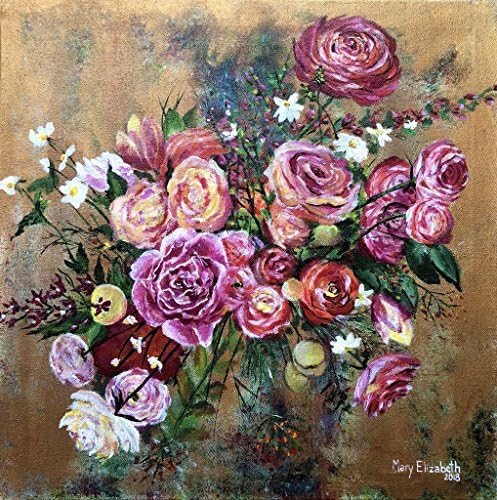 Original Painting "Pink Roses" 24 x 24 Inch Canvas