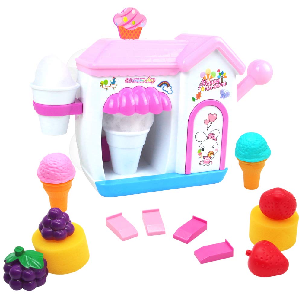 Akokie Bath Toys, Toy Ice Cream Maker Bubble Foam Play Machine Bathtub Toys 11 Pcs Pretend Play for Children 18 M+