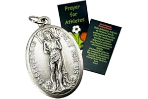 Westmon Works St Sebastian Medal with Holy Card Set Saint Prayer with Italian Metal Pendant