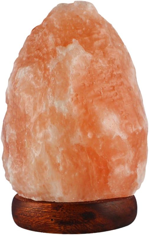 Salt Kingdom Himalayan Natural USB Plug Crystal Rock Night Light Salt Lamp Ionic Air Purifier, Decorative Genuine Wood Base with Cord, Light Bulb