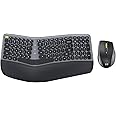 Ergonomic Wireless Keyboard and Mouse Combo - 2.4GHz USB Receiver, Split Keyboard Full Size Layout with Wrist Rest, 3-Level Optical Mouse - Compatible with Windows - Space Gray