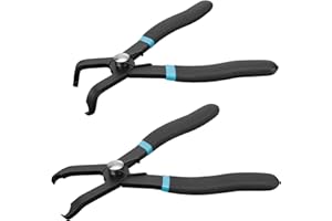 DURATECH 2-Piece Push Pin Pliers Set with 30 Degree and 80 Degree Offset Jaws, Spring Loaded and Plastic Spraying, Auto Clip Removal Tool Kit for Easily Removing Trim Plastic Fasteners, Rivets, Clips