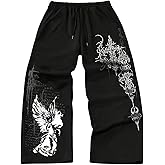 SHENHE Men's Graphic Cross Print Flare Sweatpants Drawstring Gothic Y2k Casual Pants