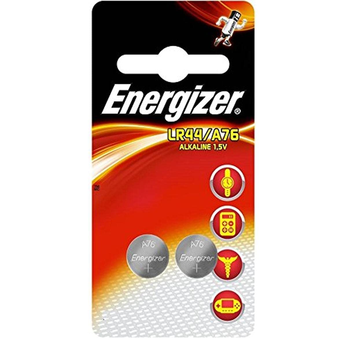 Energizer EA76 LR44 Computer Hrm Alkaline Battery - 1.5V x pack of 2