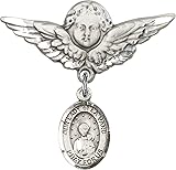 Sterling Silver Baby Badge Guardian Angel Pin with