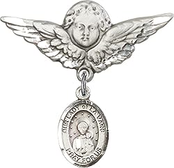 Sterling Silver Baby Badge Guardian Angel Pin with