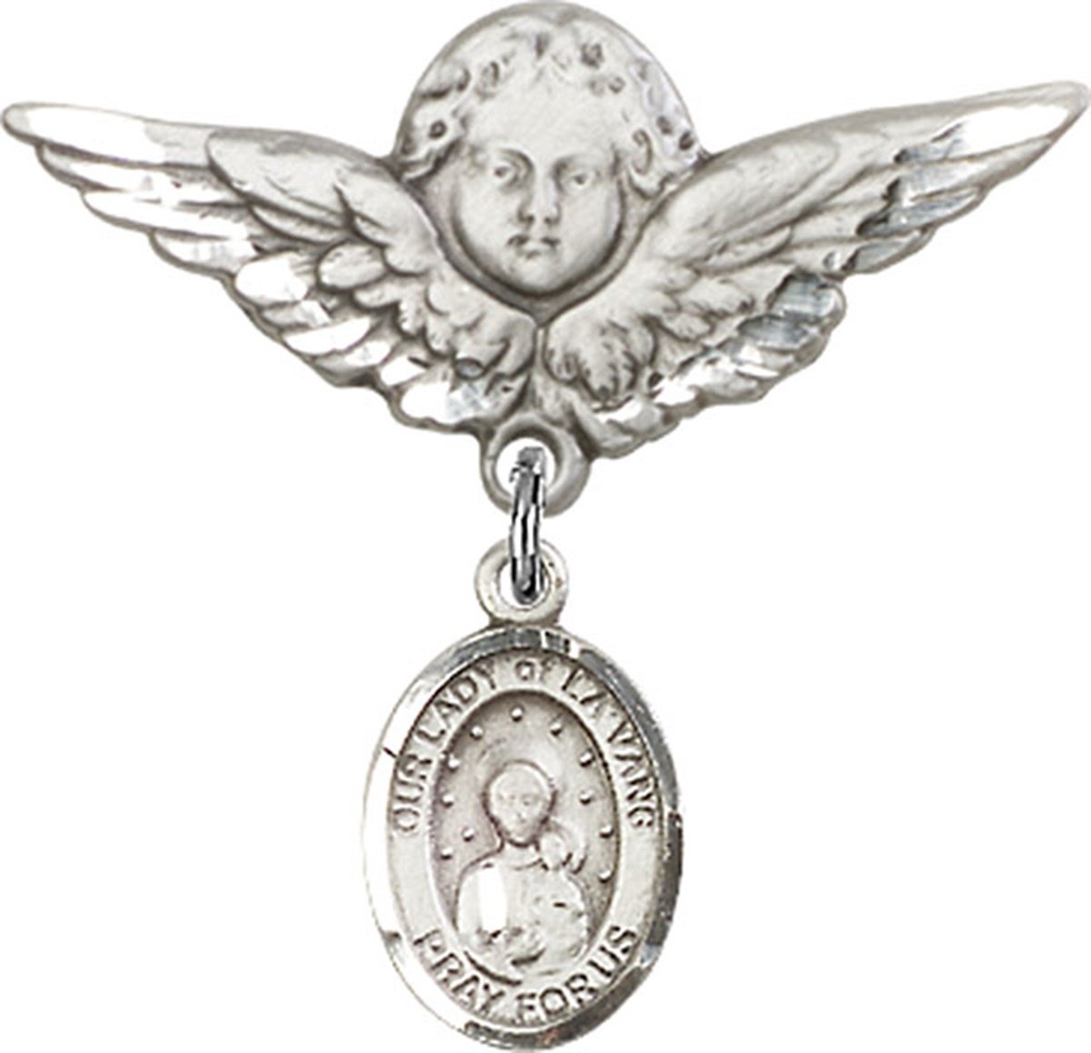 Sterling Silver Baby Badge Guardian Angel Pin with