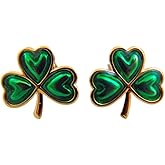 Shamrock Earrings Enamel Metal Irish Stud Ear Rings St Patricks Day Fashion Accessory