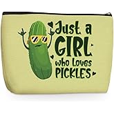 Cute Pickles Makeup Bag Pickle Gifts Cosmetic Travel Bags Pickle Accessories Decor Stuff for Vegetable Pickles Lovers Women Girls Sister Best Friend Mom Chef Funny Skincare Bag for Christmas Birthday