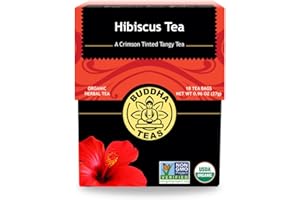 Buddha Teas - Hibiscus - Organic Herbal Tea - For Health & Wellbeing - With Antioxidants, Vitamin C & Bioflavonoids - Caffeine Free - 100% Kosher & Non-GMO - 18 Tea Bags (Pack of 1)