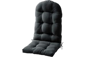 FILUXE Adirondack & Rocking Chair Cushion, High Back Patio Cushions - Waterproof Solid Tufted Pillow, Indoor/Outdoor Pads with Ties, Fade-Resistant & Seasonal All Weather Replacement (Deep Gray, 1)