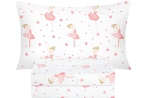 BYSURE Twin Sheets Set Kids(Ballerina, Pink), 3 Pieces Easy Fit Deep Pocket Sheets Set for Girls, Breathable Wrinkle-Free Microfiber Bedding for Children