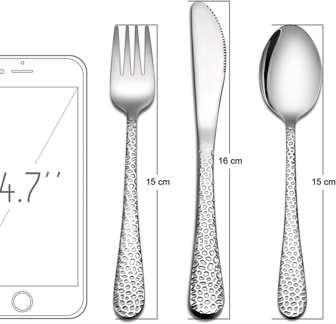 HaWare Kids Cutlery Sets, 9 Piece Hammered Stainless Steel Children Flatware Silverware - Image 4