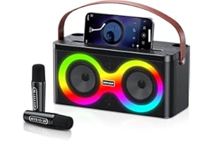 MOYLEAF Karaoke Machine for Adults & Kids,Karaoke Speaker with 2 Karaoke Microphone,Portable Karaoke Machine with PA System Support TWS/AUX/USB/REC/TF Card for Family Party