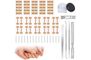 Professional Ingrown Toenail Set with Breathable Ingrown Toenail Strips, Curved Toenails Corrector Patch, Painless File and L