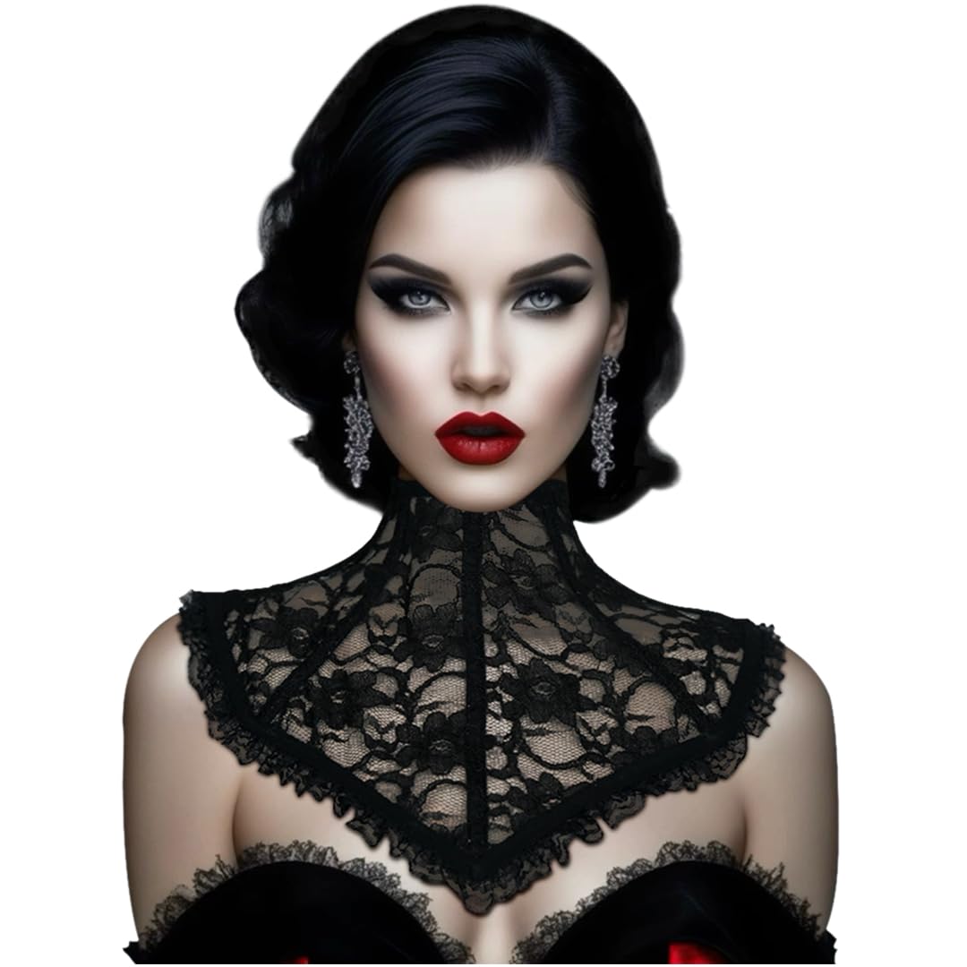 Joukavor Gothic Lace Neck Collar Vampire Collar Woman Halloween Evil ...