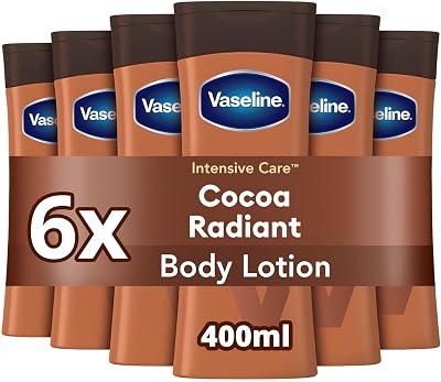 Vaseline Cocoa Radiant Body Lotion 6 x 400ml Deep Moisturising Cream