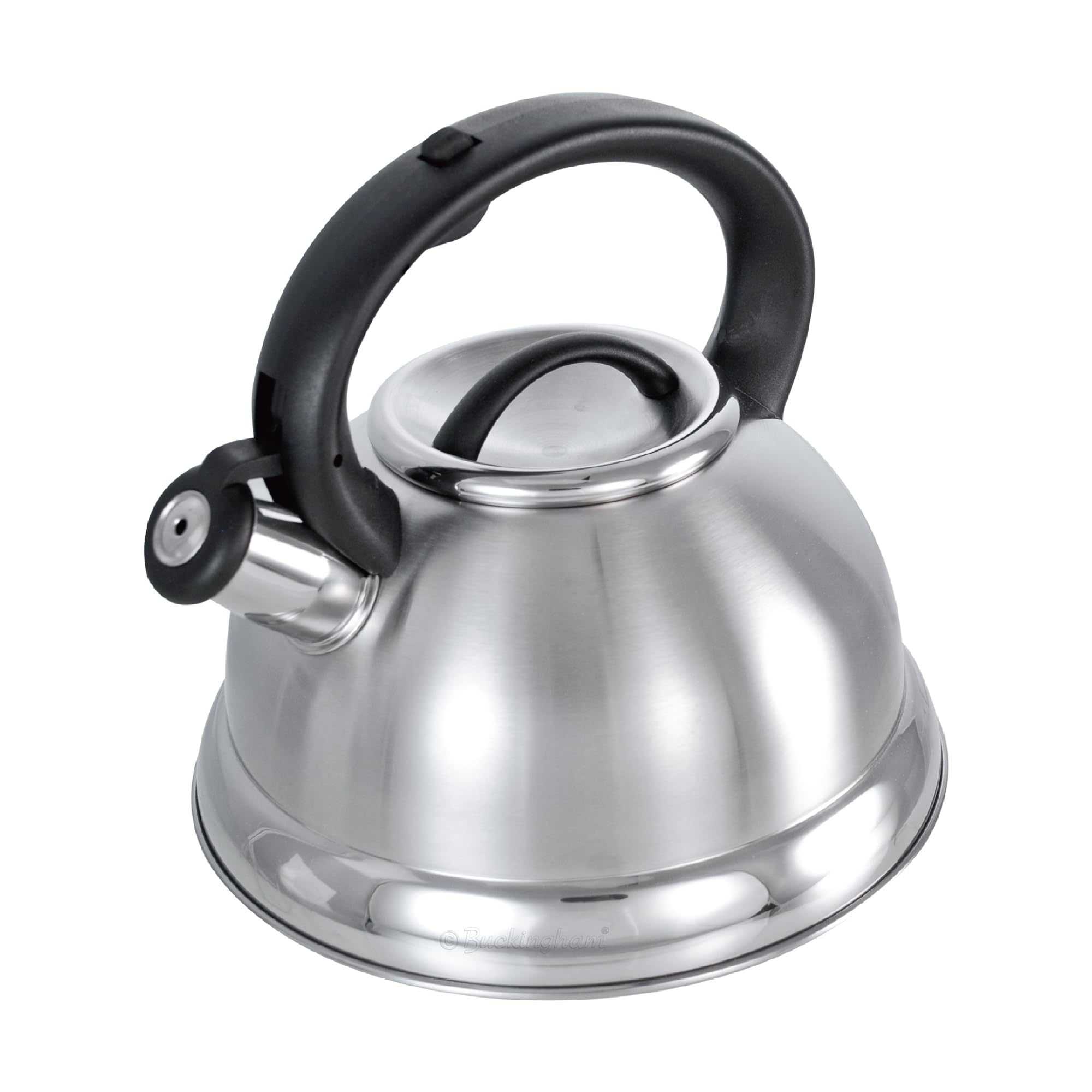 Buckingham Retro Matt Finish Stovetop Whistling Kettle Stainless Steel Induction Compatible Durable and Heat-Resistant Design 3 litres