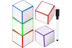RUDILY Dry Erase Blocks Set Dry Erase Blank Foam Dice Dry Erase Cubes with 1Pieces Colorful Marker Pens for Game Math Classroom School Elementary Learning Tools Supplies (4+1 Dry Erase Blocks Set)
