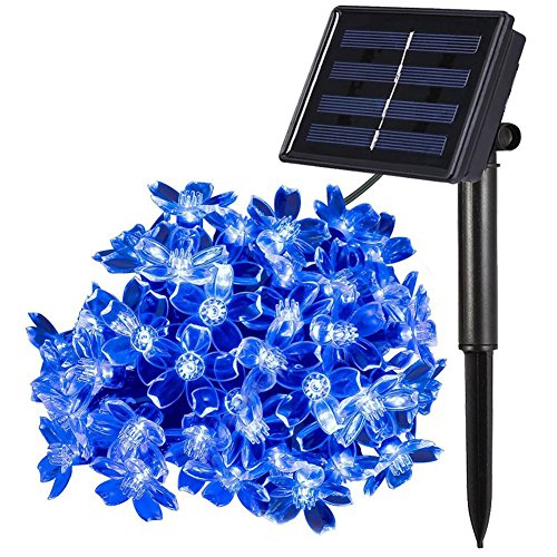 Click Here to See More Images Solar Powered String Lights 100 LED Waterproof IP65 Fairy Flower Decorative Light Blossom Lighting Decorations for Christmas, Party, Patio, Outdoor Garden (Blue)