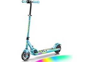FanttikRide C9 Pro Kids Electric Scooter Ages 8-12, Colorful Rainbow Lights, E-Scooter for Kids 3.9-5.2 ft, 132 lbs, 5 Miles Range, Up to 40 min Ride Time, 5/8/10 MPH, 3 Adjustable Heights
