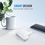 Unidapt 3 Way Socket Extension with 3 USB Ports UK 3 Pin G Plug 6-in-1 White view 6