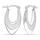 Charmsy Women's 925 Sterling Silver Chunky Hoop Earrings Jewelry | Classic Textured Click-Top Hoops Earring | Silver Hoop Earrings for Women