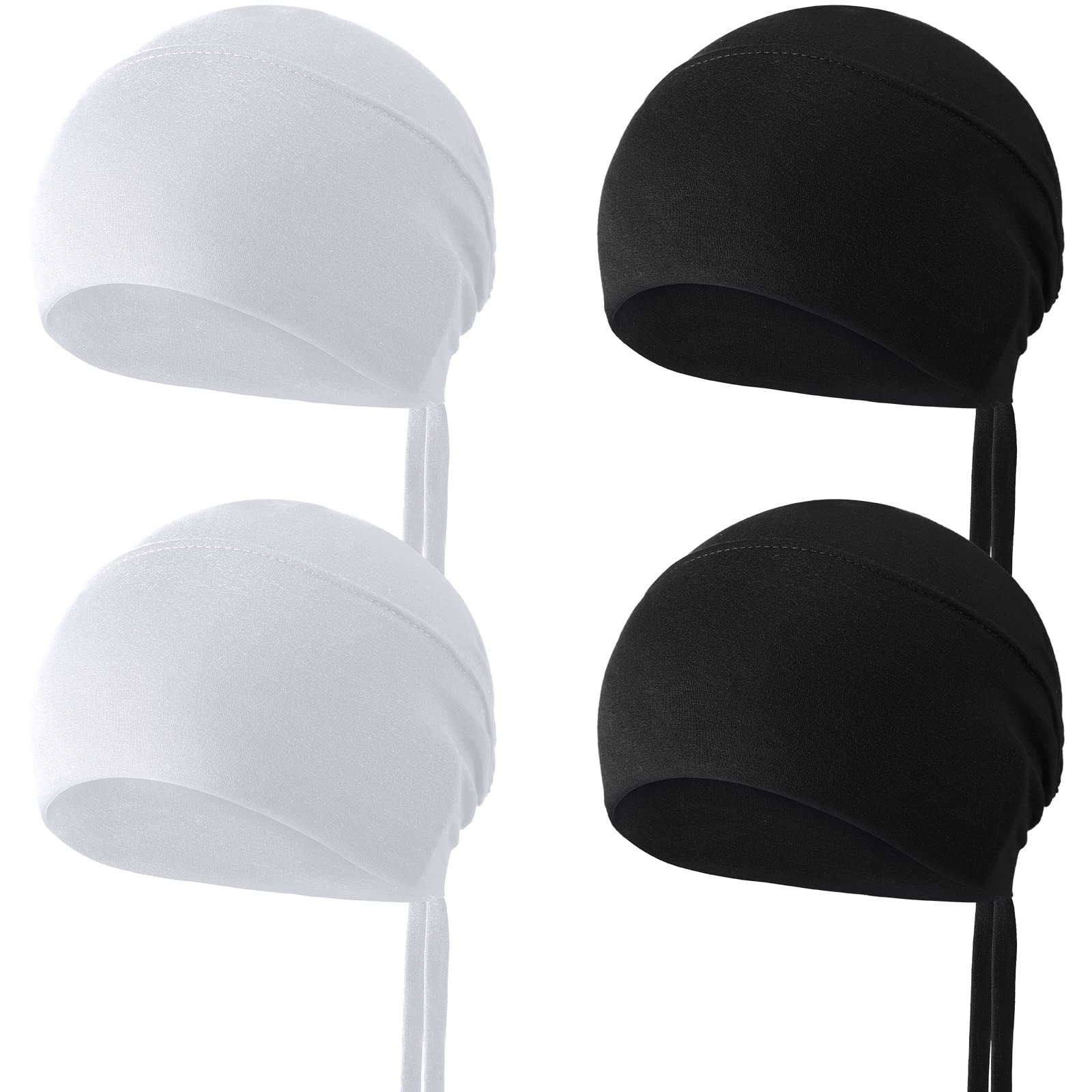 JenPen 4 Pcs Hijab Scarves for Women Hijab Undercap with Tie Adjustable Islamic Muslim Undercap (black and White)