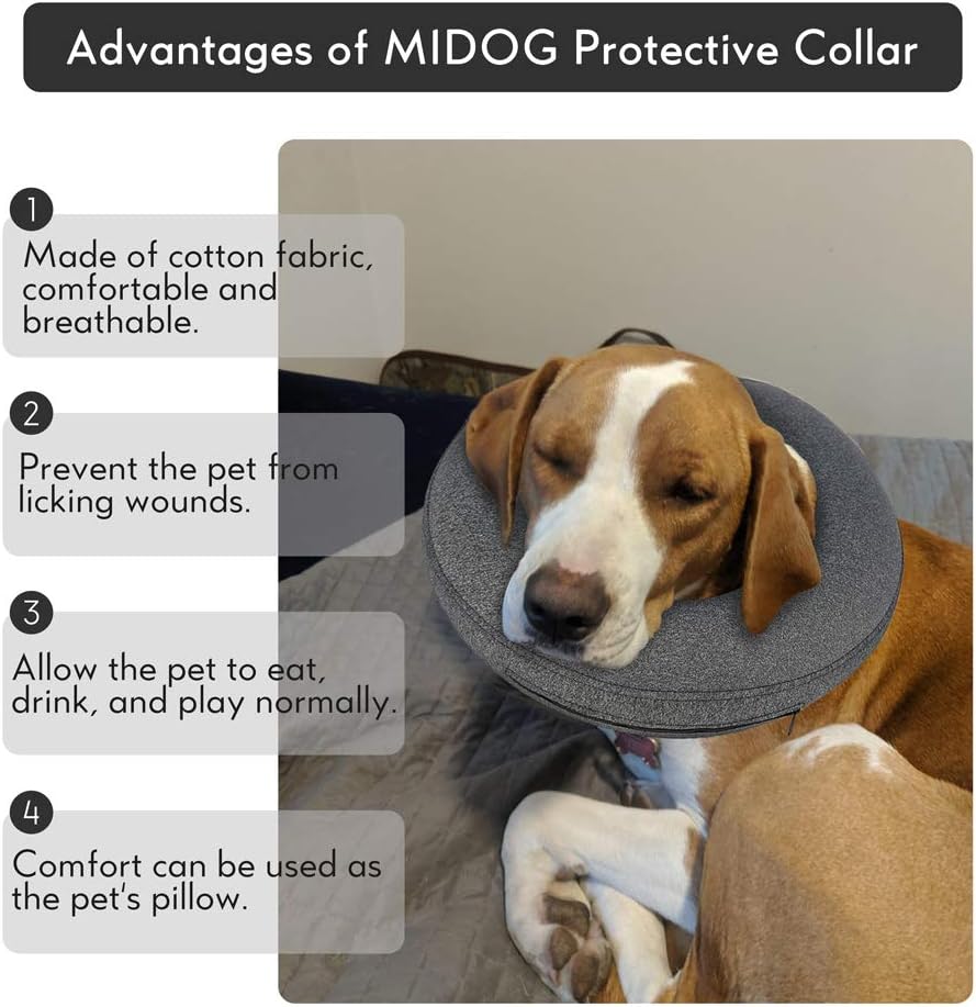 MIDOG Pet Inflatable Collar for After Surgery,Soft Protective Recovery