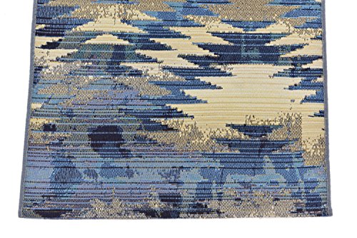 Unique Loom Nantucket Collection Modern Transitional Indoor and Outdoor Blue Runner Rug (2' x 6')