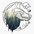 Wolf Animal Forest Totem Skull Art Vinyl Waterproof Sticker Decal Car Laptop Wall Window Bumper Sticker 5"